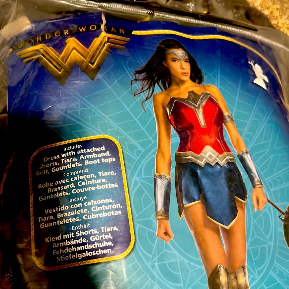 Medium.  Halloween Wonder Woman costume with accessories.